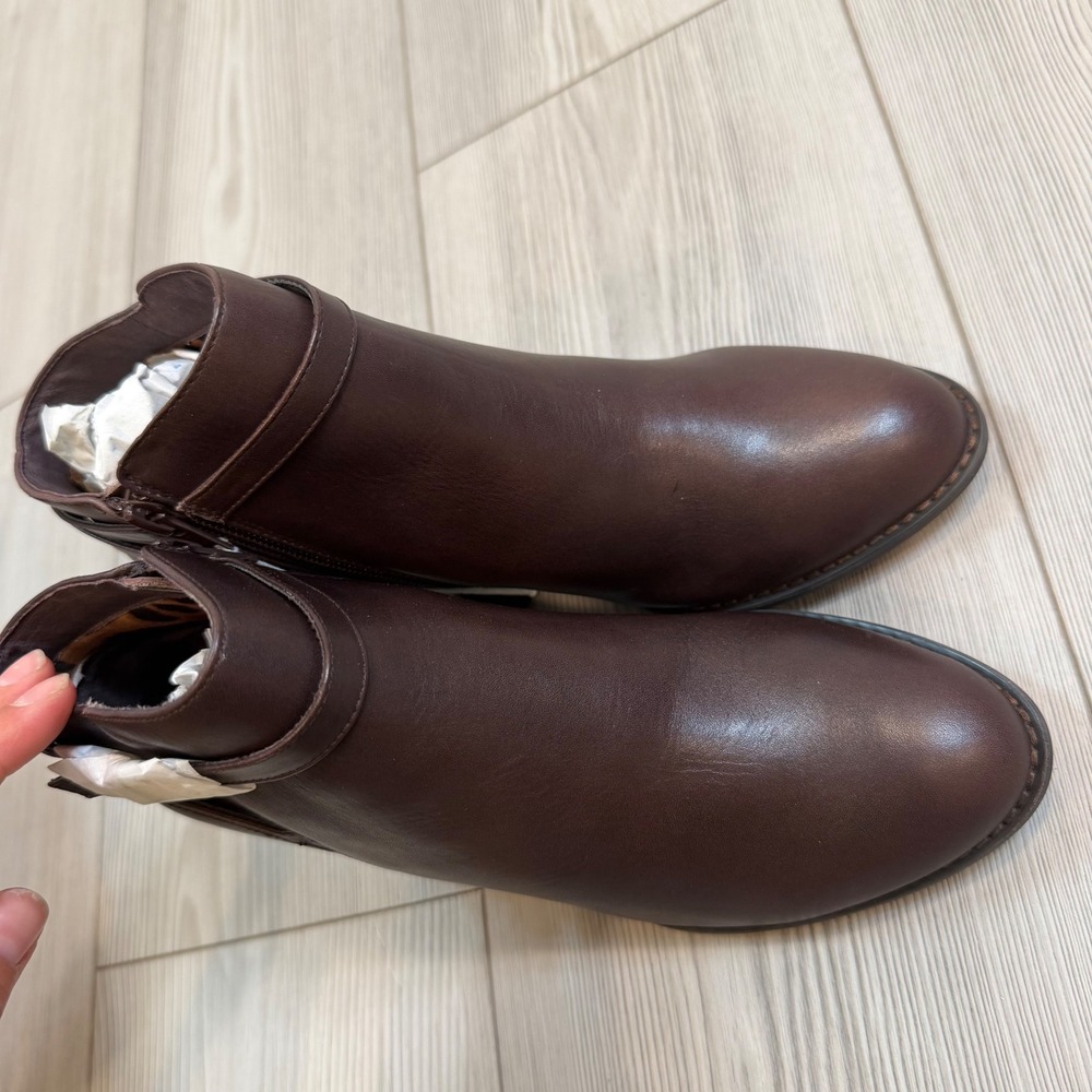 Vionic Upright Upton Ankle Boots Java Brown Leather Orthaheel Womens 7 Wide NEW - Picture 4 of 8